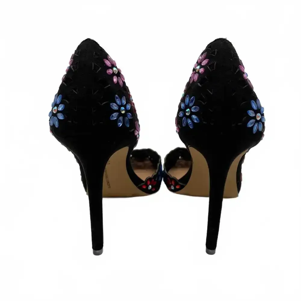 I.N.C Black Floral Rhinestone Heels | Women’s Size 9.5